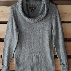 Victor Alfaro Women Medium Light Brown Metallic Sparkle Turtleneck Sweater Slim